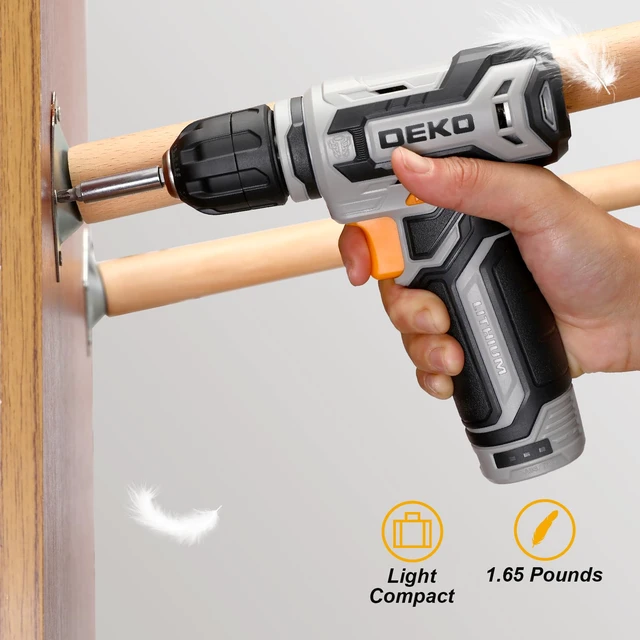 Alt view image 6 of 7 - Cordless Drill: DEKO PRO 12V Power Battery Drill Set with Small Electric Drills and 3/8-inch Keyless Chuck with Portable Tool Set Gift Box