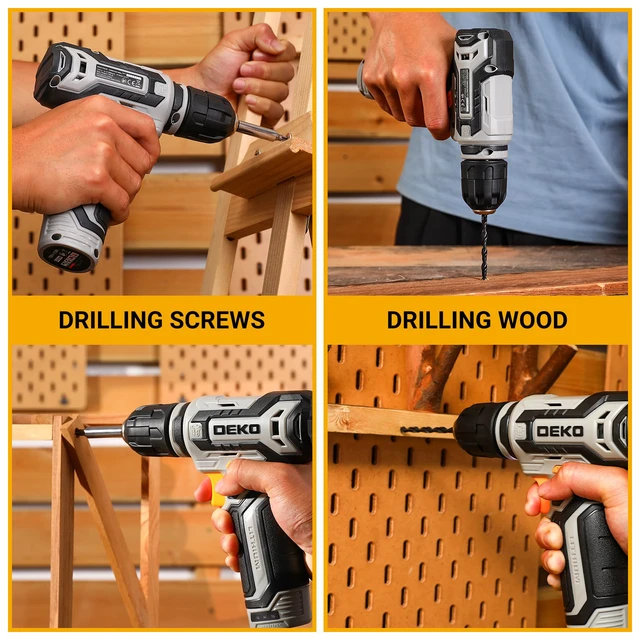 Alt view image 7 of 7 - Cordless Drill: DEKO PRO 12V Power Battery Drill Set with Small Electric Drills and 3/8-inch Keyless Chuck with Portable Tool Set Gift Box
