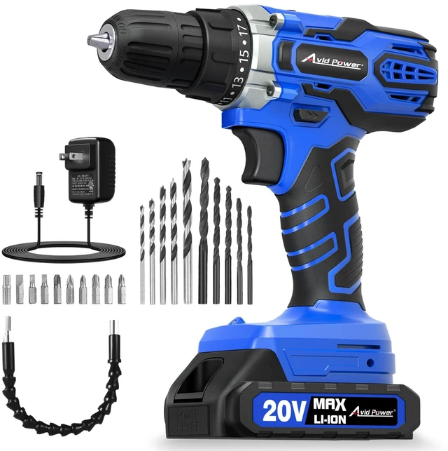 Main image of 20V Cordless Drill Set with Battery & Charger for Home DIY-Blue 2 Speeds, 3/8" Keyless Chuck, 19 Positions, 22 Accessories, Drill Bits for Versatile Drilling Driving Tasks & Daily Repair