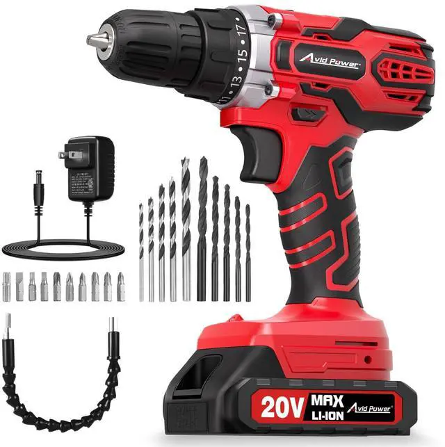 Main image of 20V MAX Power Drill Kit, Cordless Drill Set with Battery and Charger, 2 Variable Speed, 3/8-Inch Keyless Chuck, 19 Position and 22pcs Bits