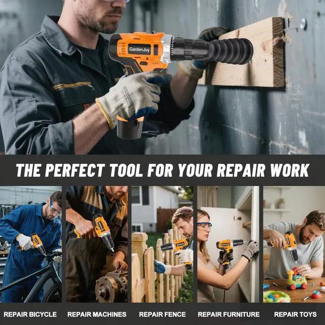 Alt view image 4 of 4 - 12V Cordless Electric Drill Driver Set, Powerful Lightweight Portable Rechargeable Screwdriver 42pcs Accessories,2-Speed, 24+1 Position for Wood/Wall Drilling & Screw Driving, Home DIY Tool woman man