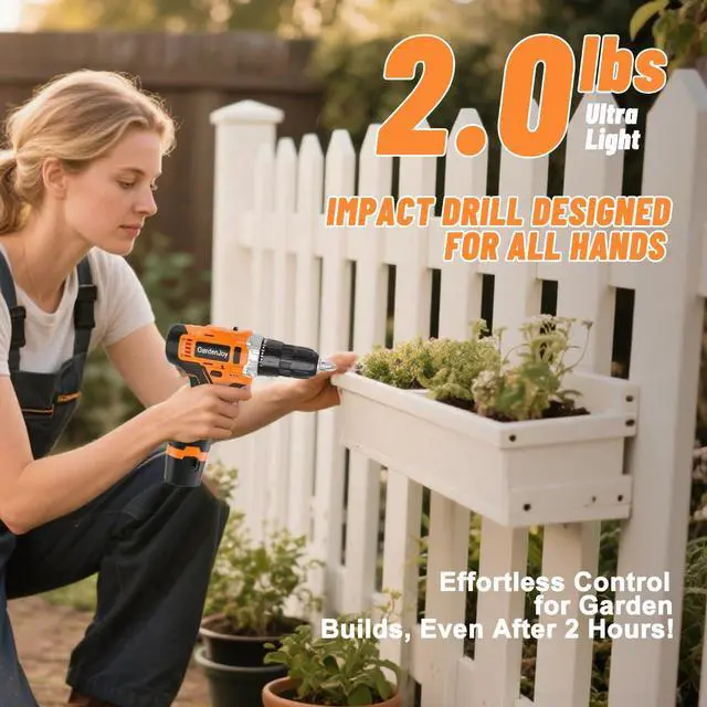 Main image of 12V Cordless Electric Drill Driver Set, Powerful Lightweight Portable Rechargeable Screwdriver 42pcs Accessories,2-Speed, 24+1 Position for Wood/Wall Drilling & Screw Driving, Home DIY Tool woman man