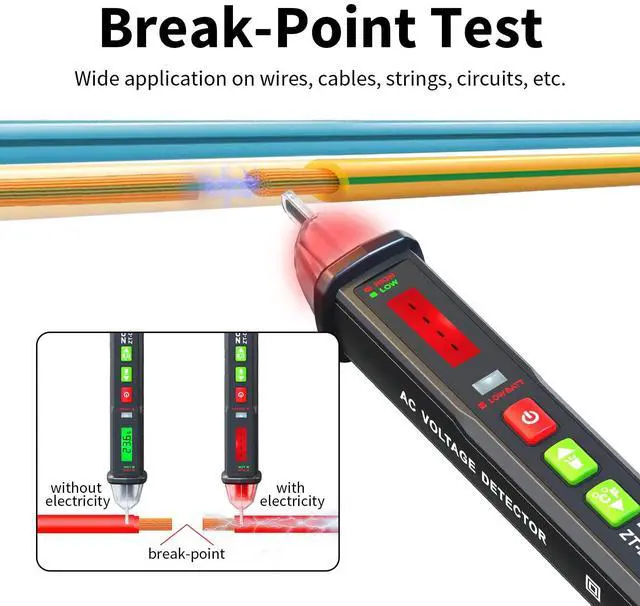Alt view image 5 of 7 - ZOYI ZT-DB03 AC Voltage Detector-5 Sensitivity Gears-Dual-Range 12V-1000V/48V-1000V, Non-Contact Voltage Tester Pen with Break-Point Testing,Flashlight, Electrical Tester for Home,Electricians&DIY