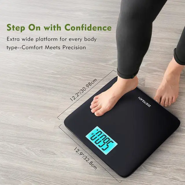 Alt view image 4 of 7 - 560lbs Bathroom Scale for Body Weight Over 500 lbs, Accurate Digital Weighing Machine with Wide Platform 12.2" x 12.9", Large Backlit LCD Display,High Capacity for Heavy Duty Seniors