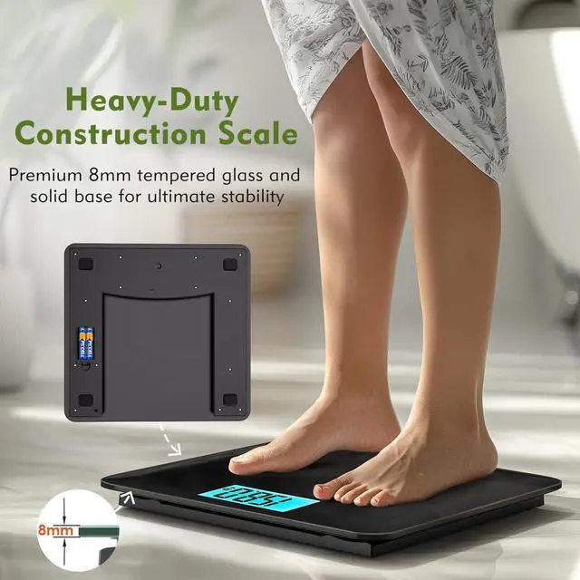 Alt view image 7 of 7 - 560lbs Bathroom Scale for Body Weight Over 500 lbs, Accurate Digital Weighing Machine with Wide Platform 12.2" x 12.9", Large Backlit LCD Display,High Capacity for Heavy Duty Seniors