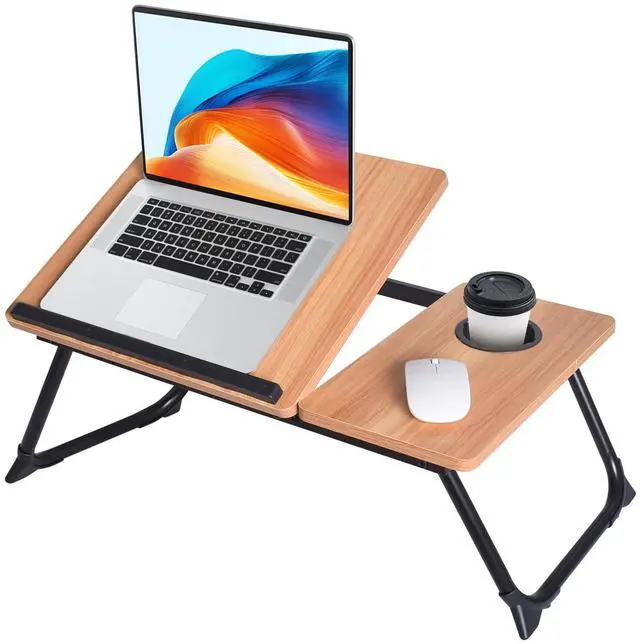 Main image of XXL Adjustable Lap Desk - Sturdy Portable Foldable Laptop Desk for Bed & Sofa, Height Adjustable Laptop Bed Stand, Ergonomic Lap Table for Adults Work, Writing and Gaming (Wood)