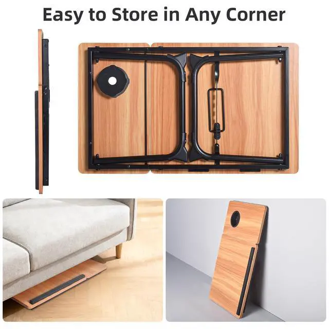 Alt view image 4 of 7 - XXL Adjustable Lap Desk - Sturdy Portable Foldable Laptop Desk for Bed & Sofa, Height Adjustable Laptop Bed Stand, Ergonomic Lap Table for Adults Work, Writing and Gaming (Wood)