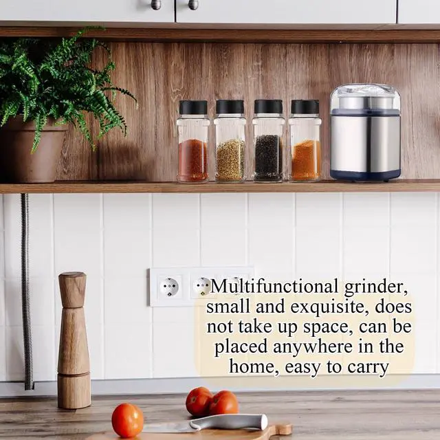 Alt view image 7 of 7 - 7 Pcs Electric Herb Grinder Kit, 200w Spice Grinder with 4 Pcs 3oz Spice Shakers, Cleaning Brush Label Sheet for Flower Buds Dry Spices Herbs Salts