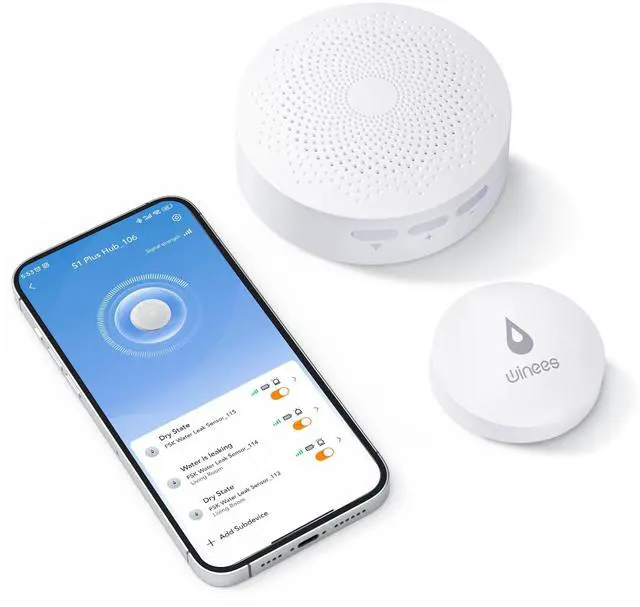 Main image of WiFi Water Leak Detector, 1 Pack Water Sensors with 100dB Adjustable Alarm, Leak Alert Email&SMS Notification, 100M Transmission for Basement, Bathroom, Laundry, IFTTT, S1 Lite, 2.4G WiFi Only