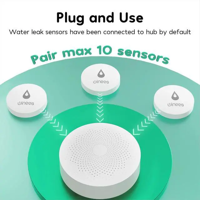 Alt view image 3 of 7 - WiFi Water Leak Detector, 1 Pack Water Sensors with 100dB Adjustable Alarm, Leak Alert Email&SMS Notification, 100M Transmission for Basement, Bathroom, Laundry, IFTTT, S1 Lite, 2.4G WiFi Only
