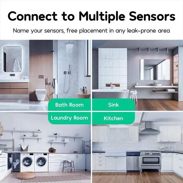 Alt view image 4 of 7 - WiFi Water Leak Detector, 1 Pack Water Sensors with 100dB Adjustable Alarm, Leak Alert Email&SMS Notification, 100M Transmission for Basement, Bathroom, Laundry, IFTTT, S1 Lite, 2.4G WiFi Only