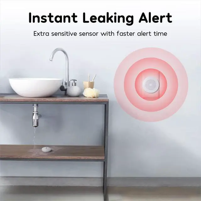 Alt view image 5 of 7 - WiFi Water Leak Detector, 1 Pack Water Sensors with 100dB Adjustable Alarm, Leak Alert Email&SMS Notification, 100M Transmission for Basement, Bathroom, Laundry, IFTTT, S1 Lite, 2.4G WiFi Only