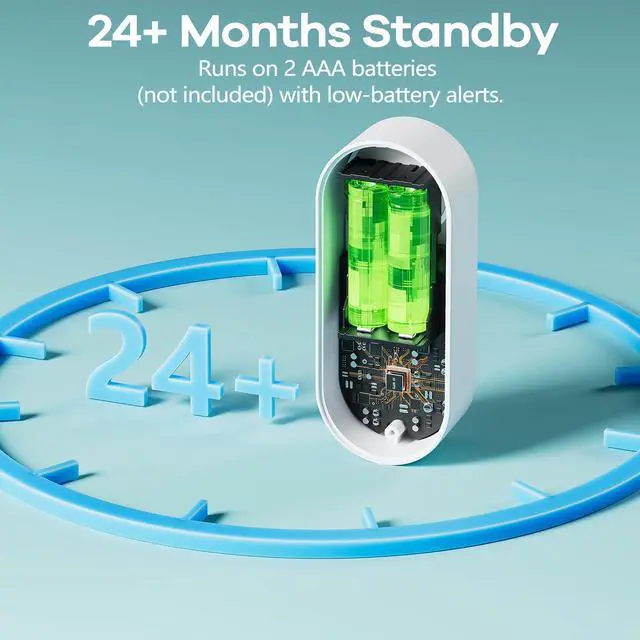 Alt view image 5 of 7 - WiFi Water Leak Detector 4 Pack - Smart Water Leak Sensors with Tuya App Alerts, 130dB Loud Siren, 39" Extended Probe, Battery Powered, No Hub Required for Kitchen Bathroom Basement Laundry Room