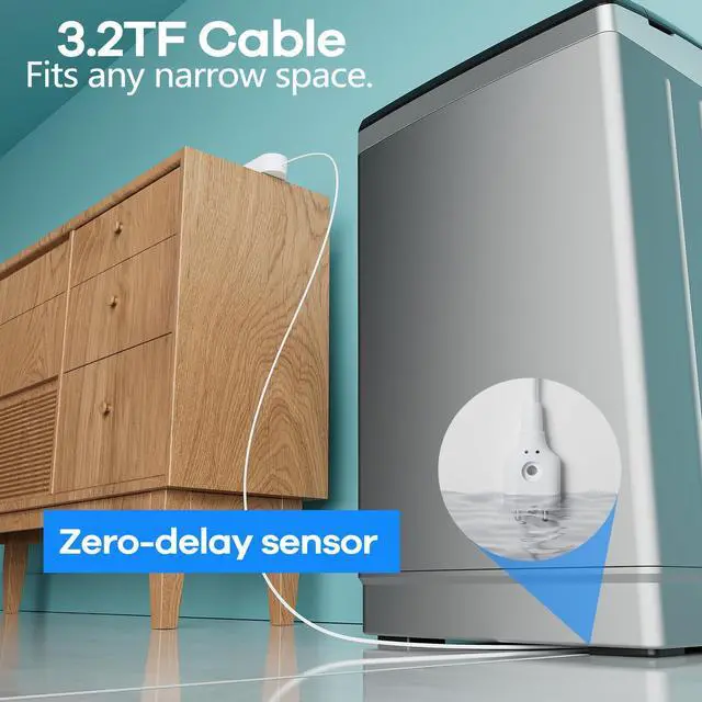 Alt view image 6 of 7 - WiFi Water Leak Detector 4 Pack - Smart Water Leak Sensors with Tuya App Alerts, 130dB Loud Siren, 39" Extended Probe, Battery Powered, No Hub Required for Kitchen Bathroom Basement Laundry Room