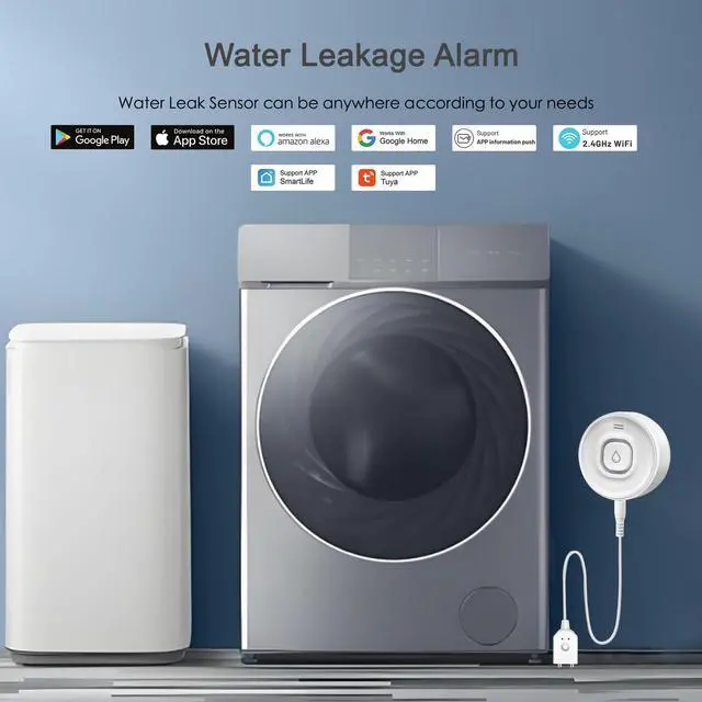 Alt view image 3 of 7 - Wi-Fi Water Leak Detector, 100dB Adjustable Audio Alarm Sensor, Sensitive Leak and Drip Alert Alert with Remotely Email/APP Push, Suit for Home and Basement
