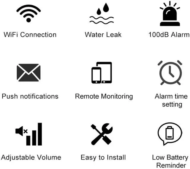 Alt view image 2 of 7 - Wi-Fi Water Leak Detector, 100dB Adjustable Audio Alarm Sensor, Sensitive Leak and Drip Alert Alert with Remotely Email/APP Push, Suit for Home and Basement