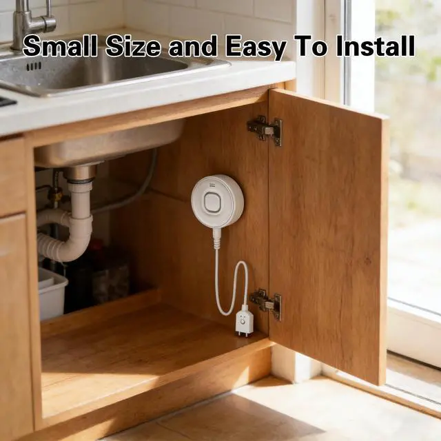 Alt view image 5 of 7 - Water Alarm Leak Detector, Water Leak Detector with Cable, 100dB Adjustable Sound Alarm & Real-Time App Alerts WiFi Water Sensor for Home, Kitchen, Bathroom, Warehouse