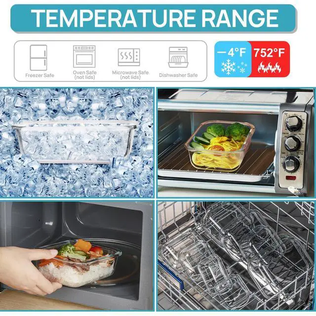 Alt view image 7 of 7 - 5Pack 22oz Glass Storage Containers with Lids, Glass Meal Prep Food Container Sets with Snap Airtight Lids for Microwave, Oven, Freezer and Dishwasher, Grey