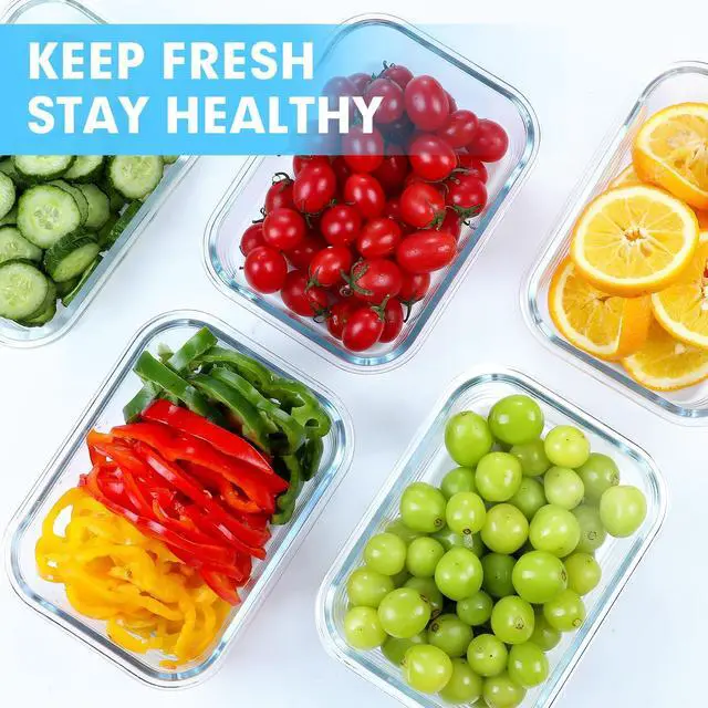 Alt view image 7 of 7 - 5 Pack 36 OZ Glass Meal Prep Containers, Airtight Glass Lunch Containers Set, Glass Food Storage Containers with Lids,Exclusive of BPA, for Microwave, Oven, Freezer & Dishwasher Friendly,Grey