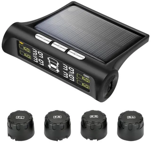 Main image of Tire Pressure Monitoring System - TPMS Tire Pressure Monitor System with Solar Charger, TPMS with 4 External sensors & 5 Alarm Modes, LCD Real-time Display, Auto Sleep Mode, Easy to Install