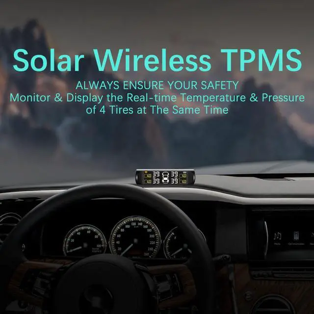 Alt view image 2 of 6 - Tire Pressure Monitoring System - TPMS Tire Pressure Monitor System with Solar Charger, TPMS with 4 External sensors & 5 Alarm Modes, LCD Real-time Display, Auto Sleep Mode, Easy to Install