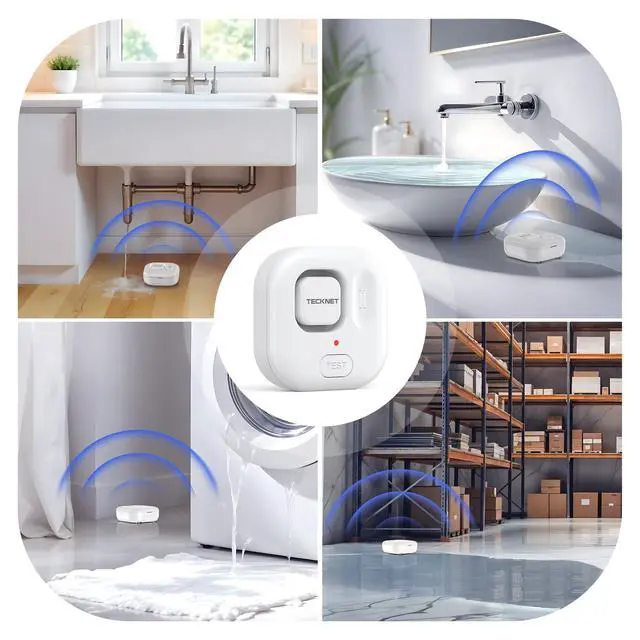 Alt view image 7 of 7 - Water Leak Detectors for Home, 120dB Water Sensor Alarm Leak Detector, IP66 Waterproof, Water Leak Detectors for Bathroom, Sink, Laundry, Window, Basements, Kitchens(3 Pack, Battery Included)