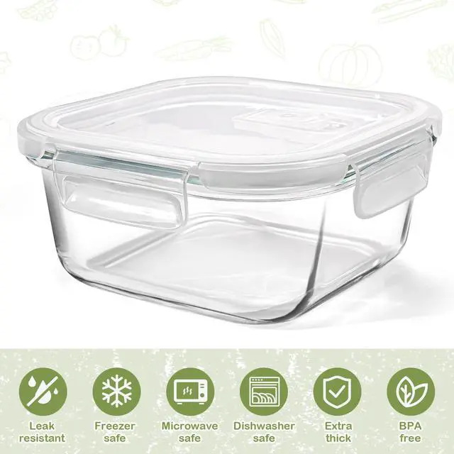 Alt view image 3 of 7 - Square Glass Containers with Lids 24oz - Borosilicate Glass Food Storage Set 3 Cup, Freezer Safe Meal Prep Containers, Sandwich Lunch Box, Yogurt Cereal Bowls with Vented Lids BPA Free 4 Pack