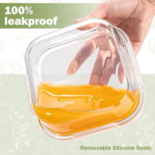 Alt view image 4 of 7 - Square Glass Containers with Lids 24oz - Borosilicate Glass Food Storage Set 3 Cup, Freezer Safe Meal Prep Containers, Sandwich Lunch Box, Yogurt Cereal Bowls with Vented Lids BPA Free 4 Pack