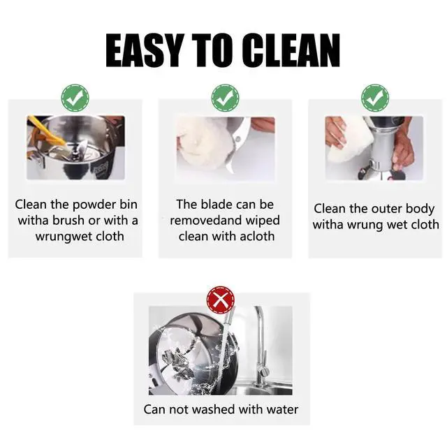 Alt view image 6 of 6 - Stainless Steel Grain Mill - Electric 850W High-speed Grinder for Corn, Wheat, Pepper, Coffee Bean