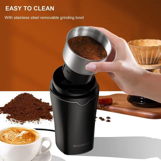 Alt view image 2 of 7 - Spice Grinder Electric, Electric Coffee Bean Grinder for Kitchen, Stainless Steel Removable Chamber, Up to 12 Cups, Easy for Coffee Beans,Spices,Herb,flaxseed and Nuts, Silver