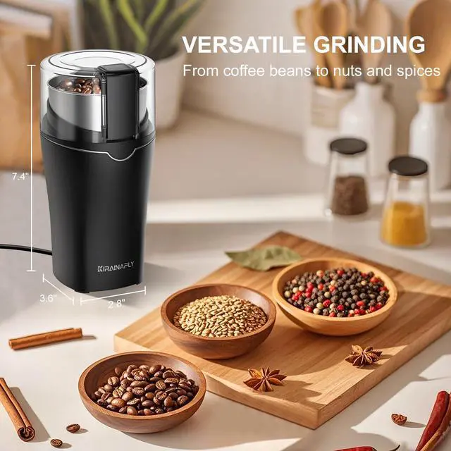 Alt view image 7 of 7 - Spice Grinder Electric, Electric Coffee Bean Grinder for Kitchen, Stainless Steel Removable Chamber, Up to 12 Cups, Easy for Coffee Beans,Spices,Herb,flaxseed and Nuts, Silver