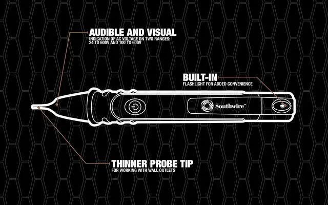 Alt view image 6 of 7 - 40126N NCV Non-Contact Voltage Dual Range Pen Type Detector with Flashlight; 24-600V AC