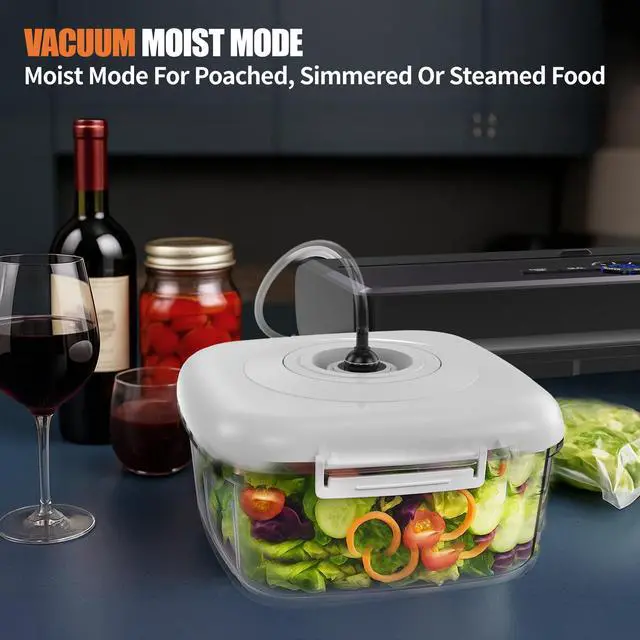 Alt view image 5 of 7 - Sealer Machine for Food Storage, 85KPA Strong Suction, Dry/Moist Mode, Automatic Seal in 10-20 Seconds with 10 Vacuum Bags & 1 Roll, Built-in Cutter, Bag Storage & Vacuum Hose, for Home Kitchen Use