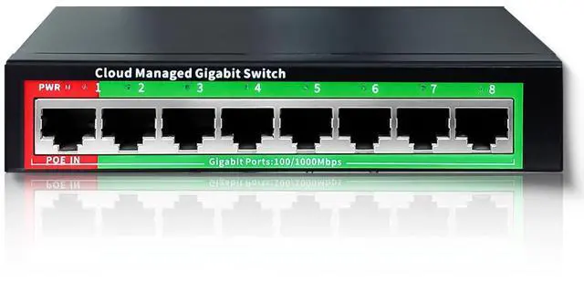 Main image of 8-Port Gigabit Ethernet Switch | Smart Managed with VLAN & QoS | Plug & Play Desktop/Wall-Mount Network Hub w/ PoE in Design | Metal Housing & Web Managed(Includes Power Adapter)