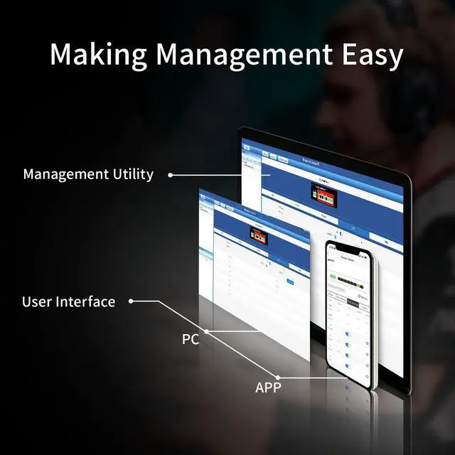 Alt view image 2 of 7 - 8-Port Gigabit Ethernet Switch | Smart Managed with VLAN & QoS | Plug & Play Desktop/Wall-Mount Network Hub w/ PoE in Design | Metal Housing & Web Managed(Includes Power Adapter)