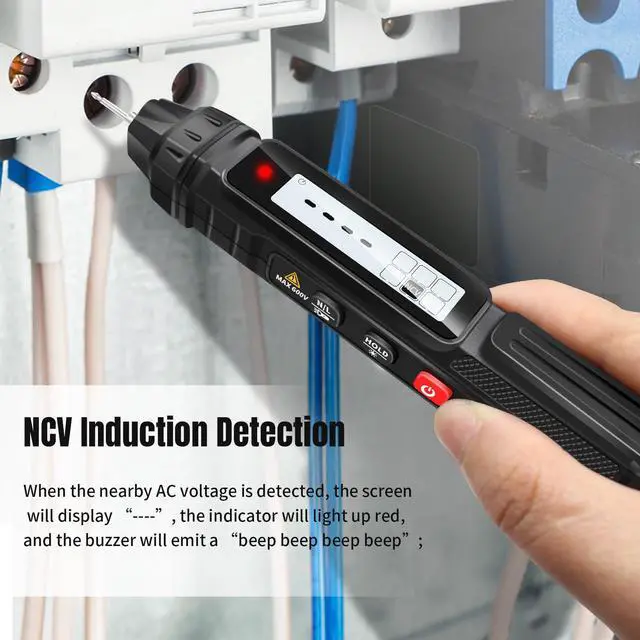 Alt view image 4 of 7 - Pen Type Digital Multimeter Voltage Tester NCV Non-Contact Meter 600V Voltmeter, with LCD Backlit Display, Measure AC DC Voltage Resistance Diode Continuity for Electrician Tools