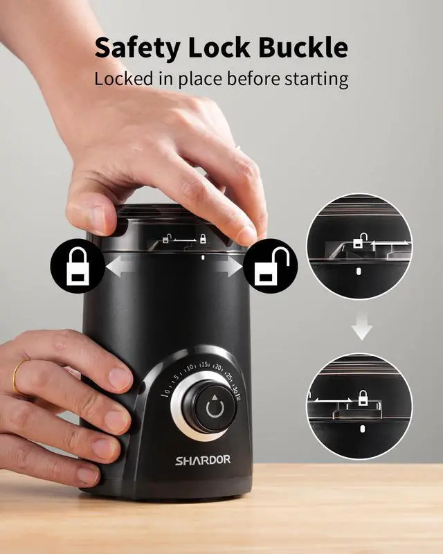 Alt view image 2 of 7 - Electric Super Silent Blade Coffee Grinder, Timed Grind Control Rotary Knob, Adjustable Coarse to Fine for Coffee Beans, Spices & Herbs, Black