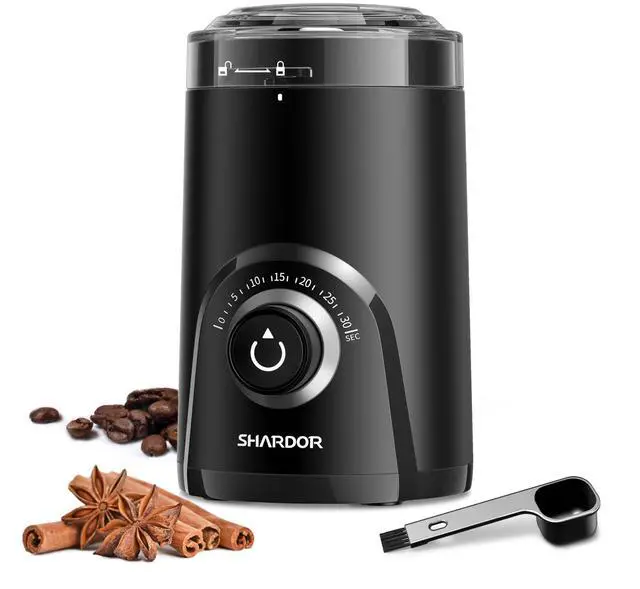 Main image of Electric Super Silent Blade Coffee Grinder, Timed Grind Control Rotary Knob, Adjustable Coarse to Fine for Coffee Beans, Spices & Herbs, Black