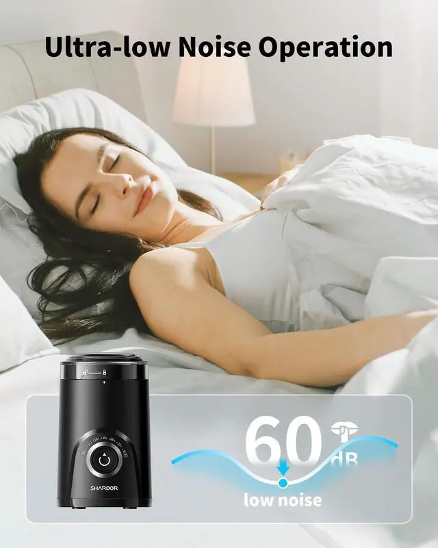 Alt view image 7 of 7 - Electric Super Silent Blade Coffee Grinder, Timed Grind Control Rotary Knob, Adjustable Coarse to Fine for Coffee Beans, Spices & Herbs, Black