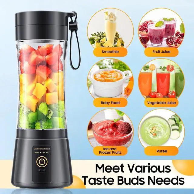 Alt view image 3 of 7 - Portable Blender, Cordless Personal Smoothie Blender with USB Rechargeable & 6 Blades, Compact Mini Juicer Powerful Blending for Shakes/Fruits/Veggies/Travel/Home/Office/Gym/Camping