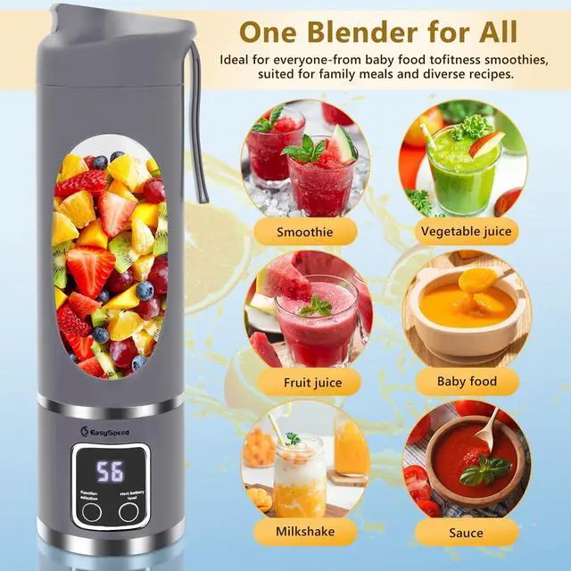 Alt view image 2 of 7 - Portable Blender Personal Electric USB, 500ML Portable juicer Shakes and Smoothies Blender, Small Blenders, Mixing, Compact, Convenient and Versatile, Blue