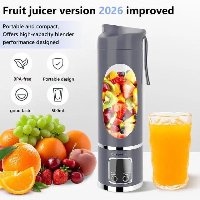 Alt view image 3 of 7 - Portable Blender Personal Electric USB, 500ML Portable juicer Shakes and Smoothies Blender, Small Blenders, Mixing, Compact, Convenient and Versatile, Blue