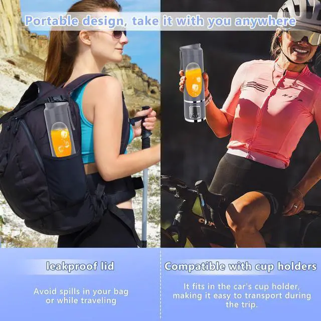 Alt view image 4 of 7 - Portable Blender Personal Electric USB, 500ML Portable juicer Shakes and Smoothies Blender, Small Blenders, Mixing, Compact, Convenient and Versatile, Blue