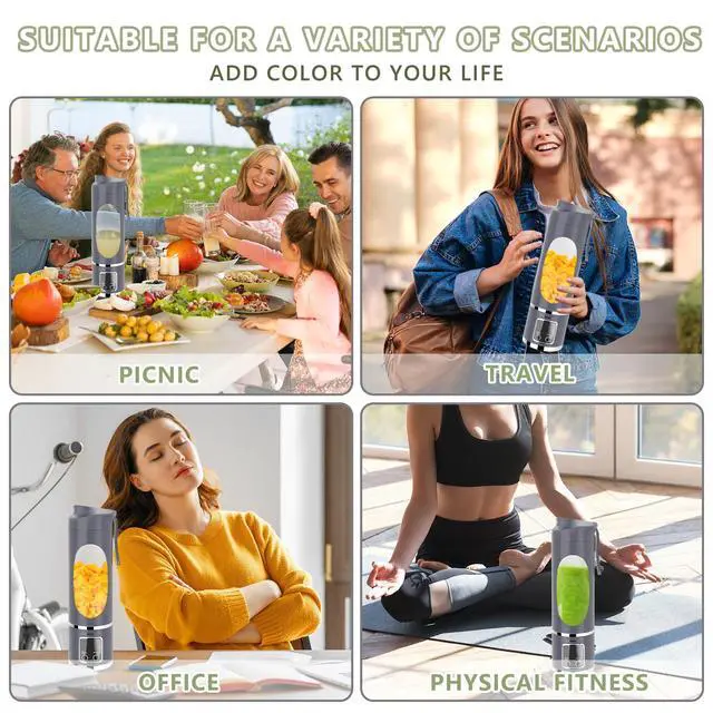 Alt view image 7 of 7 - Portable Blender Personal Electric USB, 500ML Portable juicer Shakes and Smoothies Blender, Small Blenders, Mixing, Compact, Convenient and Versatile, Blue