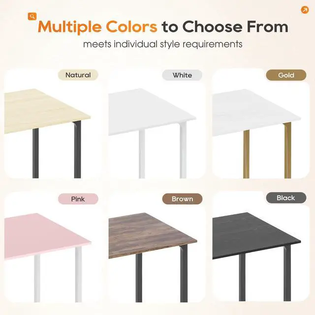 Alt view image 5 of 7 - | 32 Inch Computer Desk | Brown | Office Desk with Metal Frame, Adjustable Feet | Water-Resistant, Scratchproof Surface | Sturdy Writing Table for Home Office or Study | Pack of 1