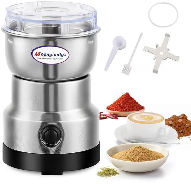 Main image of Coffee Grinder Electric, Mini Spice Grinder, 200W 10s Fast Grinding, Dry Grain Mill for Spices Seeds Rice Beans Seasonings, with Replacment Stainless Steel Blade (Silver, 110V)