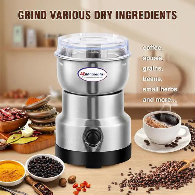 Alt view image 3 of 6 - Coffee Grinder Electric, Mini Spice Grinder, 200W 10s Fast Grinding, Dry Grain Mill for Spices Seeds Rice Beans Seasonings, with Replacment Stainless Steel Blade (Silver, 110V)