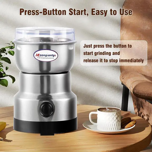 Alt view image 4 of 6 - Coffee Grinder Electric, Mini Spice Grinder, 200W 10s Fast Grinding, Dry Grain Mill for Spices Seeds Rice Beans Seasonings, with Replacment Stainless Steel Blade (Silver, 110V)