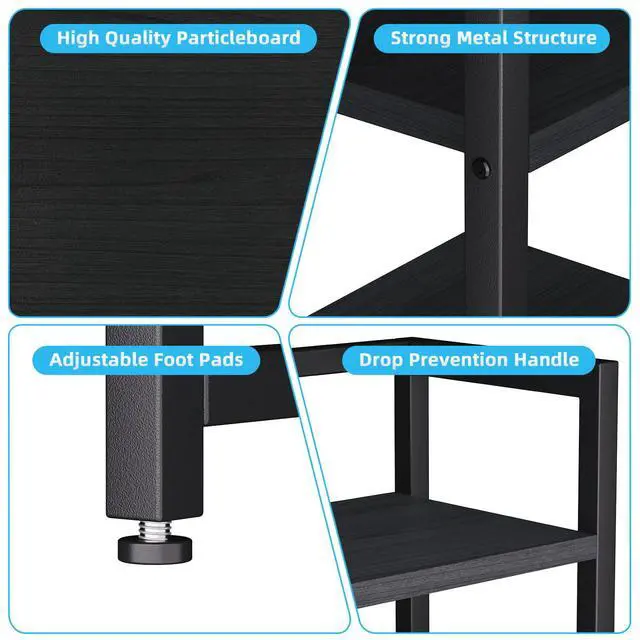 Alt view image 3 of 7 - Desk Shelf with Drawer, 40" Desk Hutch for Computer Monitor, Desk Shelf for top of Desk, Wooden Desktop Bookshelf Storage Rack for Home Office Dorm - Black