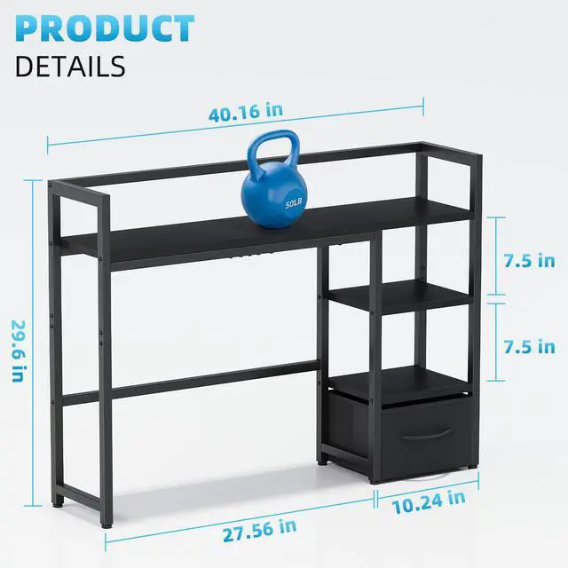 Alt view image 6 of 7 - Desk Shelf with Drawer, 40" Desk Hutch for Computer Monitor, Desk Shelf for top of Desk, Wooden Desktop Bookshelf Storage Rack for Home Office Dorm - Black